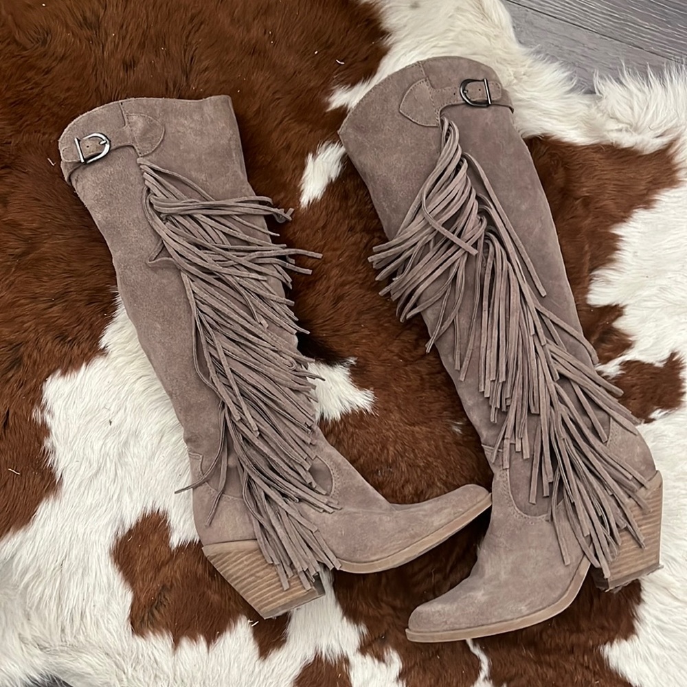 Suede knee high boots
